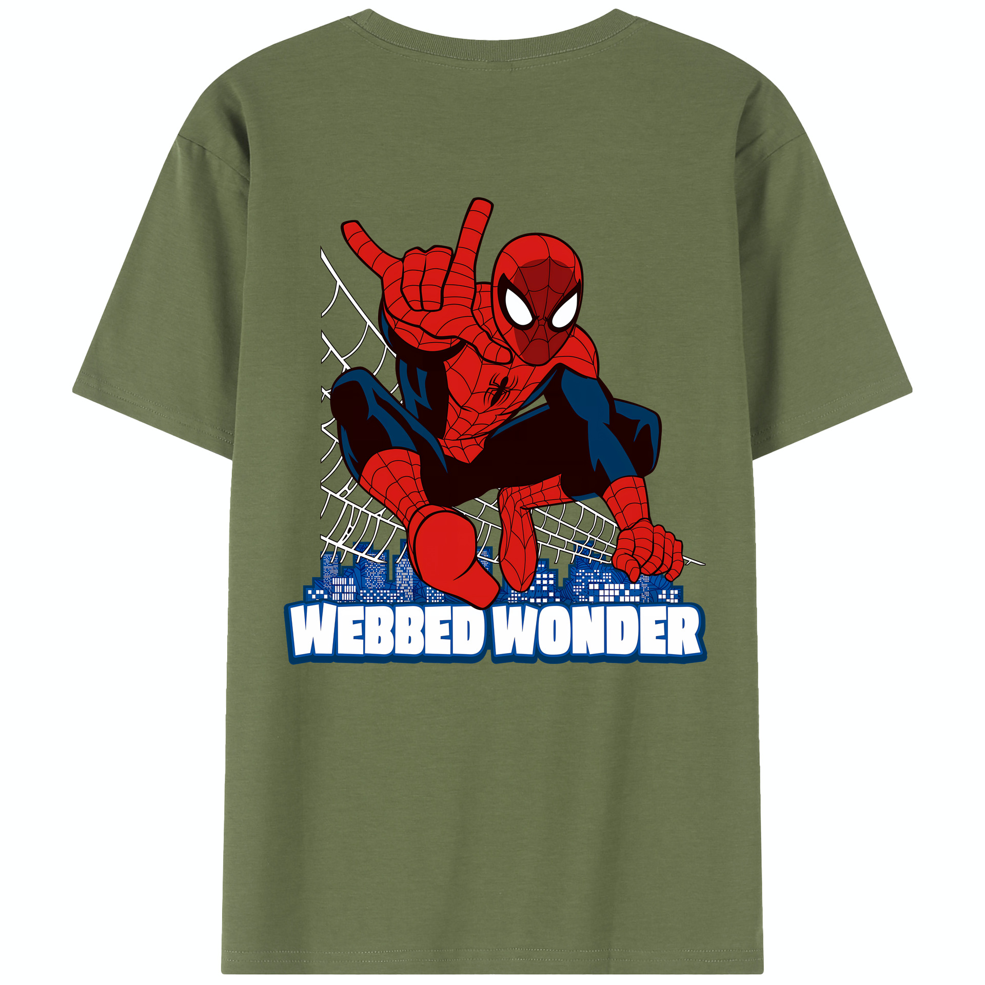 （画像用） Spider Man スパイダーマン 綿100％半袖Tシャツ（背面プリント）